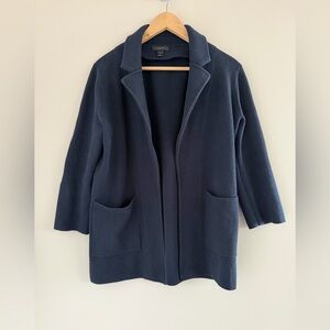 J Crew Sweater Blazer S Merino Wool Cotton Navy Classic Academia Preppy Coastal